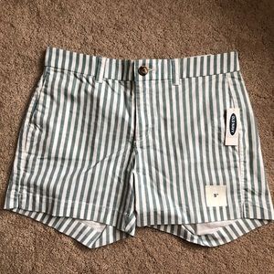 green & white striped everyday short